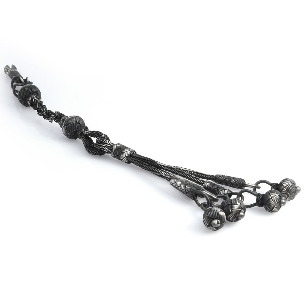 Eskitme Renk 4 lü 1000 Ayar Gümüş Top Kazaz Püskül - 2