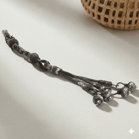 Eskitme Renk 4 lü 1000 Ayar Gümüş Top Kazaz Püskül - Tesbihane