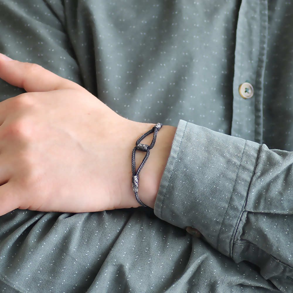 1000 Ayar Gümüş Kazaz El Örmesi Bileklik - 4