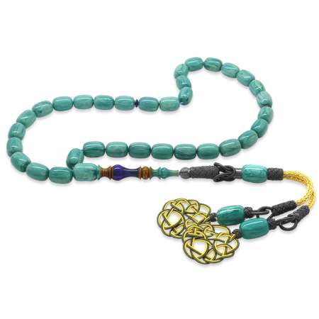 1000 Ayar Gümüş Kazaz Püsküllü Her Tanesi Usta İşçilikli İmame Hitame Kuka Turkuaz Katalin Tesbih - Tesbihane