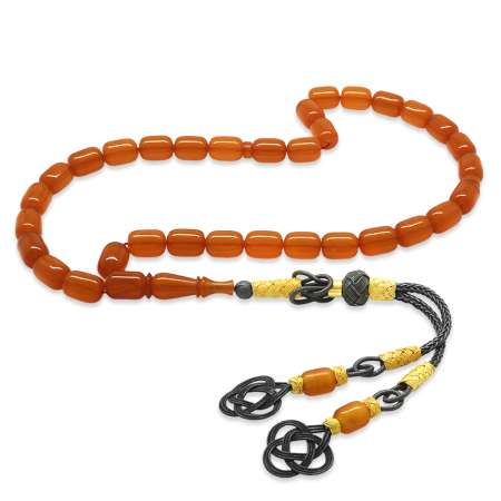 1000 Ayar Gümüş Kazaz Püsküllü Her Bir Tanesi Usta İşçilikli Kapsül Kesim Orange Katalin Tesbih - Tesbihane