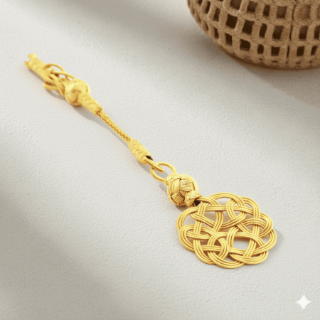 Altın Renk 1000 Ayar Gümüş Kazaz Püskül - Tesbihane