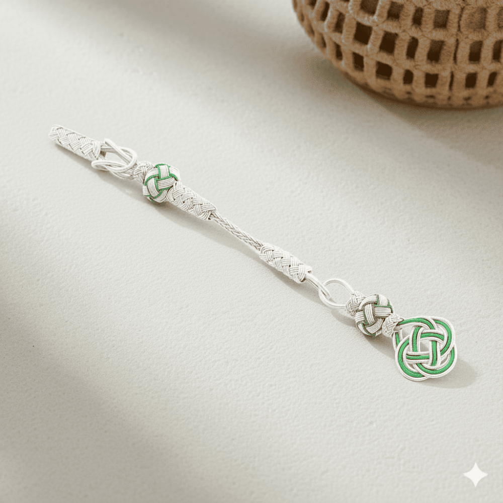 Yeşil Beyaz Renk 1000 Ayar Gümüş Kazaz Püskül - 1