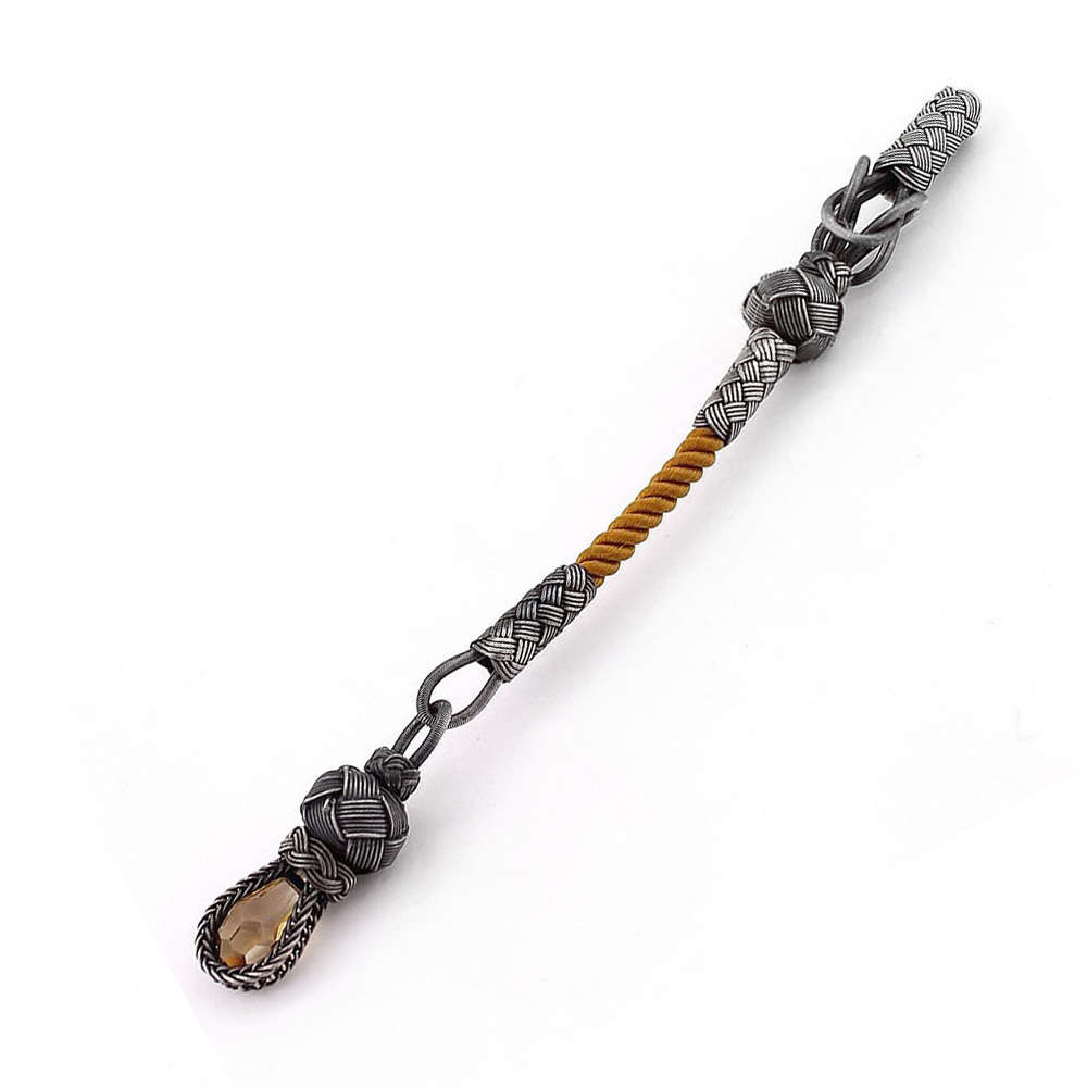 Hardal Renk Zirkon Taşlı 1000 Ayar Gümüş Kazaz Püskül - 3