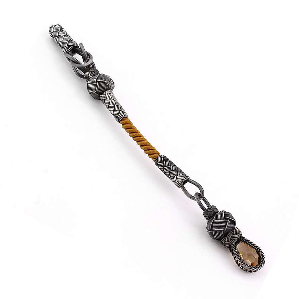 Hardal Renk Zirkon Taşlı 1000 Ayar Gümüş Kazaz Püskül - 2