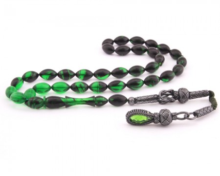 1000 Ayar Kazaz Püsküllü Arpa Kesim Sıkma Kehribar Tesbih (Model-8) - Tesbihane