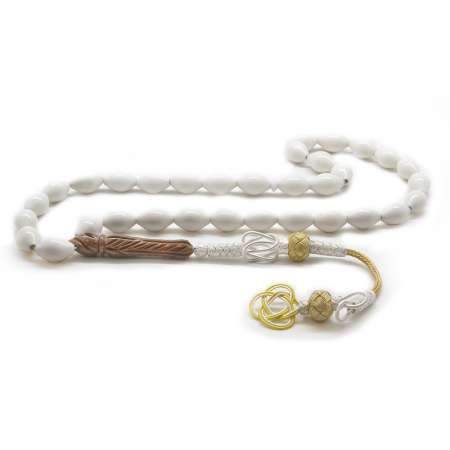 1000 Ayar Gümüş Kazaz Püsküllü Kuka İmameli Arpa Kesim Deve Kemiği Tesbih - Tesbihane