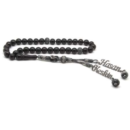 1000 Ayar Gümüş Kazaz Püsküllü Küre Kesim İsim Yazılı Rus Oltu Tesbih - Tesbihane