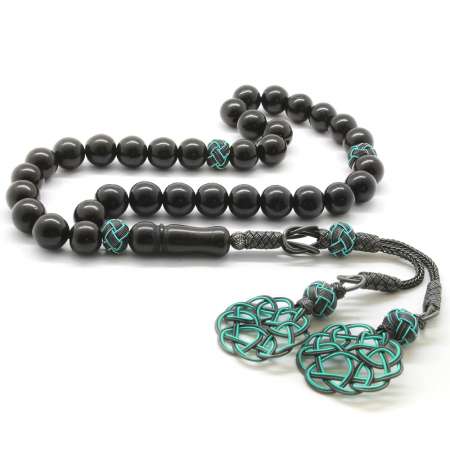 1000 Ayar Gümüş Kazaz Püsküllü Küre Kesim Rus Oltu Tesbih - Tesbihane