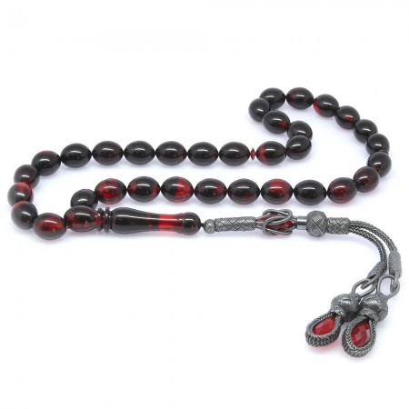 1000 Ayar Kazaz Püsküllü Sıkma Kehribar Tesbih (Model-15) - Tesbihane