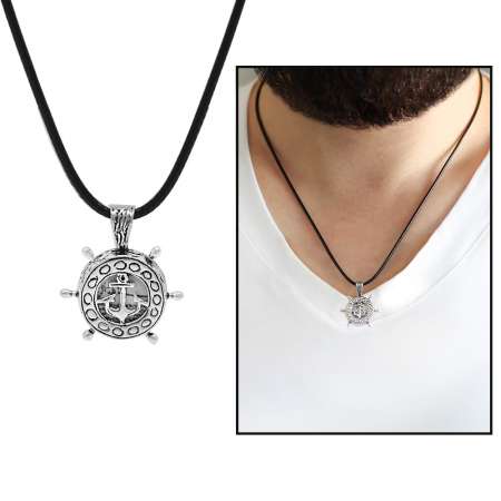 İsme Özel Yazılı Üzeri Çapa Tasarım 925 Ayar Gümüş Erkek Cevşen Kolye - Tesbihane