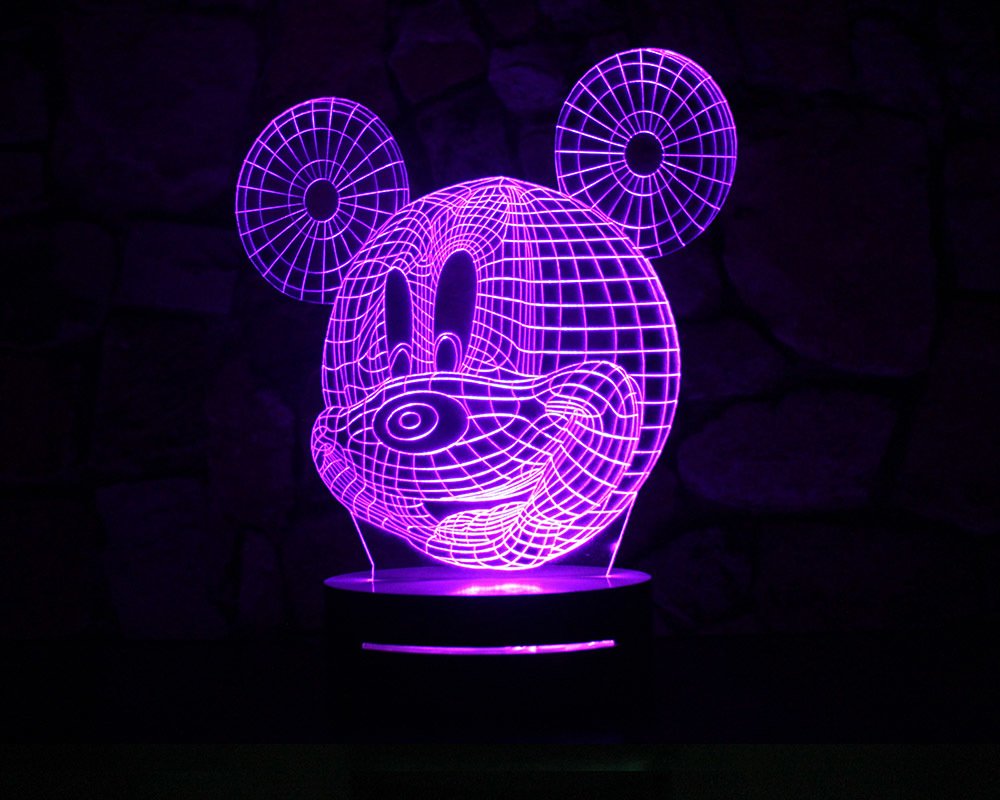 16 Renk - Mickey Mouse Tasarım 3D Led Lamba - 5
