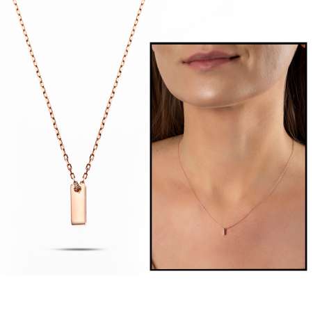 3D Tasarım Rose Renk 925 Ayar Gümüş I Harf Kolye - Tesbihane