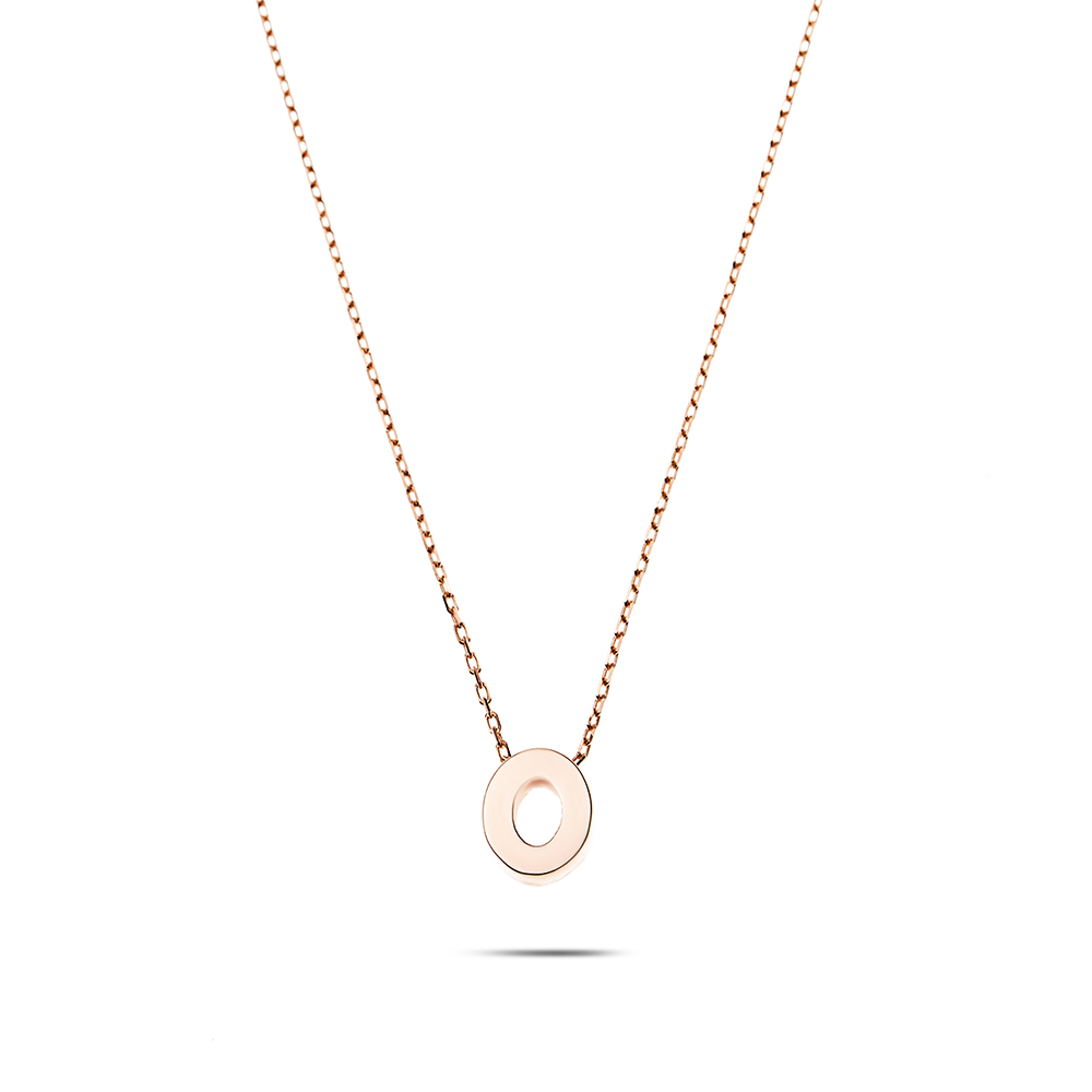 3D Tasarım Rose Renk 925 Ayar Gümüş O Harf Kolye - 5