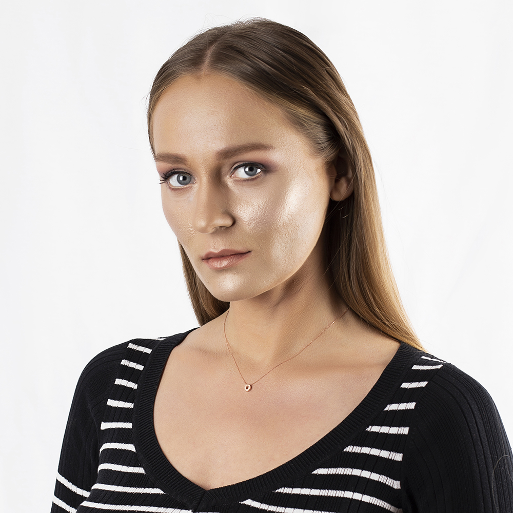 3D Tasarım Rose Renk 925 Ayar Gümüş O Harf Kolye - 2