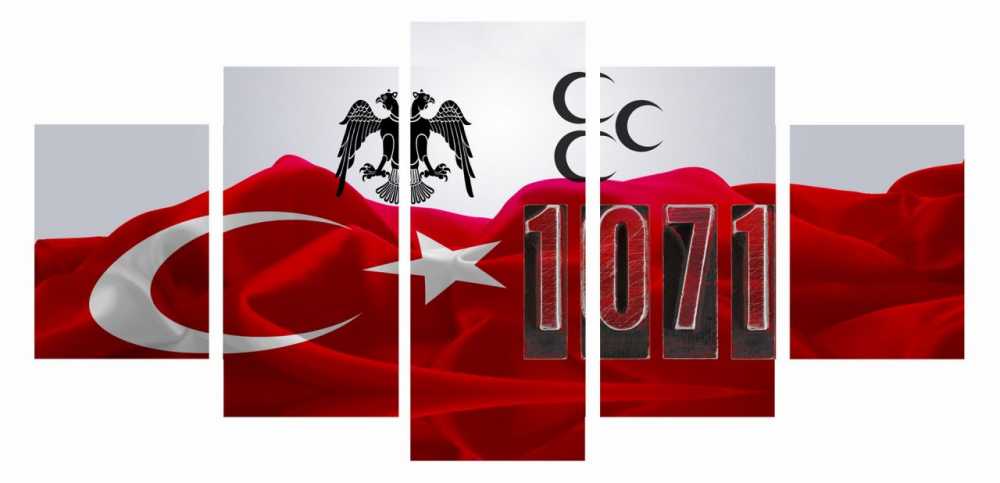 5 Parça Ay Yıldız - Selçuk Kartal Temalı Kanvas Tablo - 1