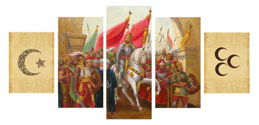 5 Parça Fetih Temalı Kanvas Tablo - 1