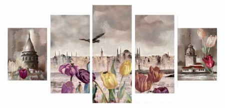 5 Parça İstanbul Temalı Kanvas Tablo - Tesbihane