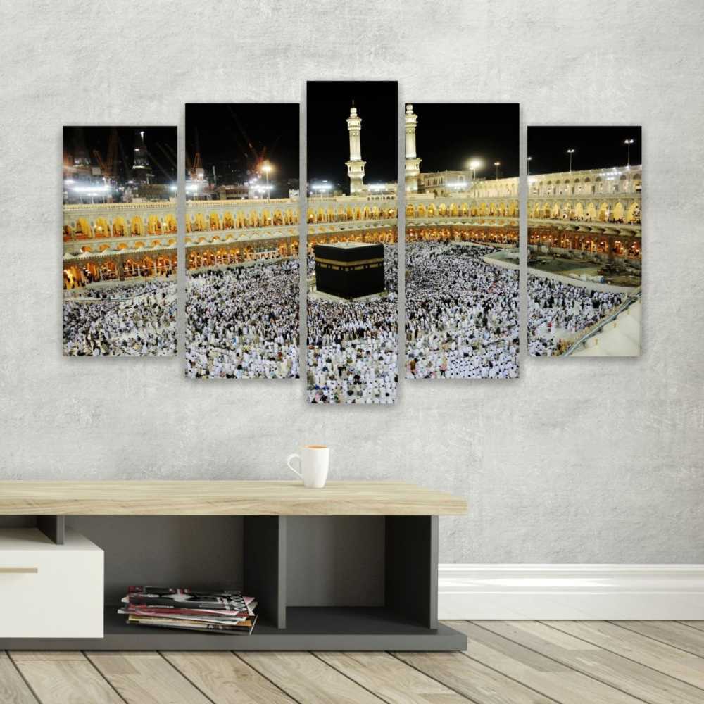5 Parça Kabe-i Şerif Fotoğraflı Kanvas Tablo - 1