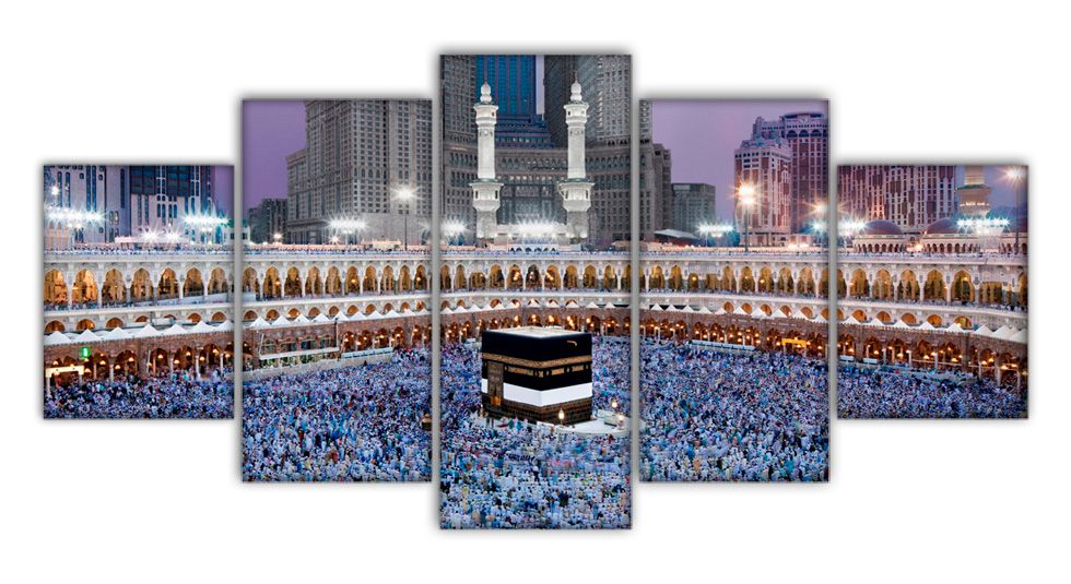 5 Parça Kabe-i Şerif Fotoğraflı Kanvas Tablo - 2