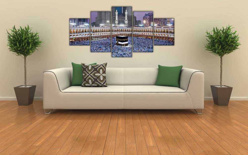 5 Parça Kabe-i Şerif Fotoğraflı Kanvas Tablo - 1
