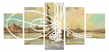 5 Parça Kız Kulesi Temalı Kanvas Tablo - Tesbihane