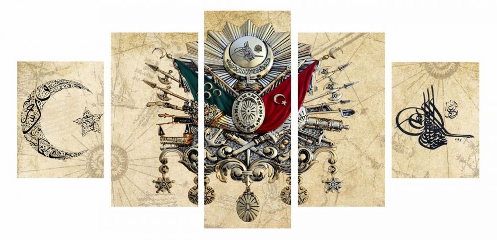 5 Parça Osmanlı Tasarım Kanvas Tablo - 1