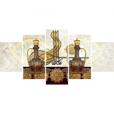 5 Parça Osmanlı Tuğra Temalı Kanvas Tablo (Model-5) - Tesbihane