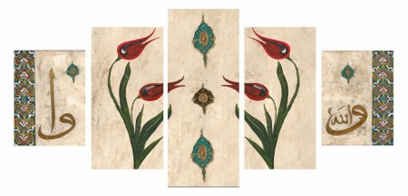 5 Parça Özel Tasarım Lale Model Kanvas Tablo - Tesbihane