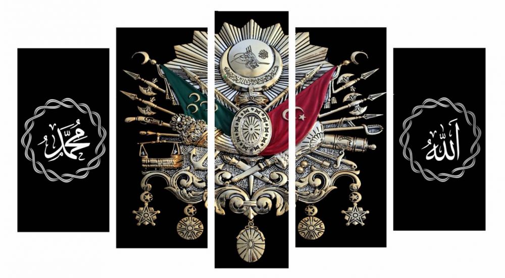 5 Parça Siyah Zemin Osmanlı Tasarım Kanvas Tablo (Model-2) - 1