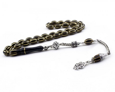 925 Ayar Gümüş Püsküllü Prinç 8'li Karpuz Yarma Arpa Kesim Rus Oltu Tesbih - Tesbihane