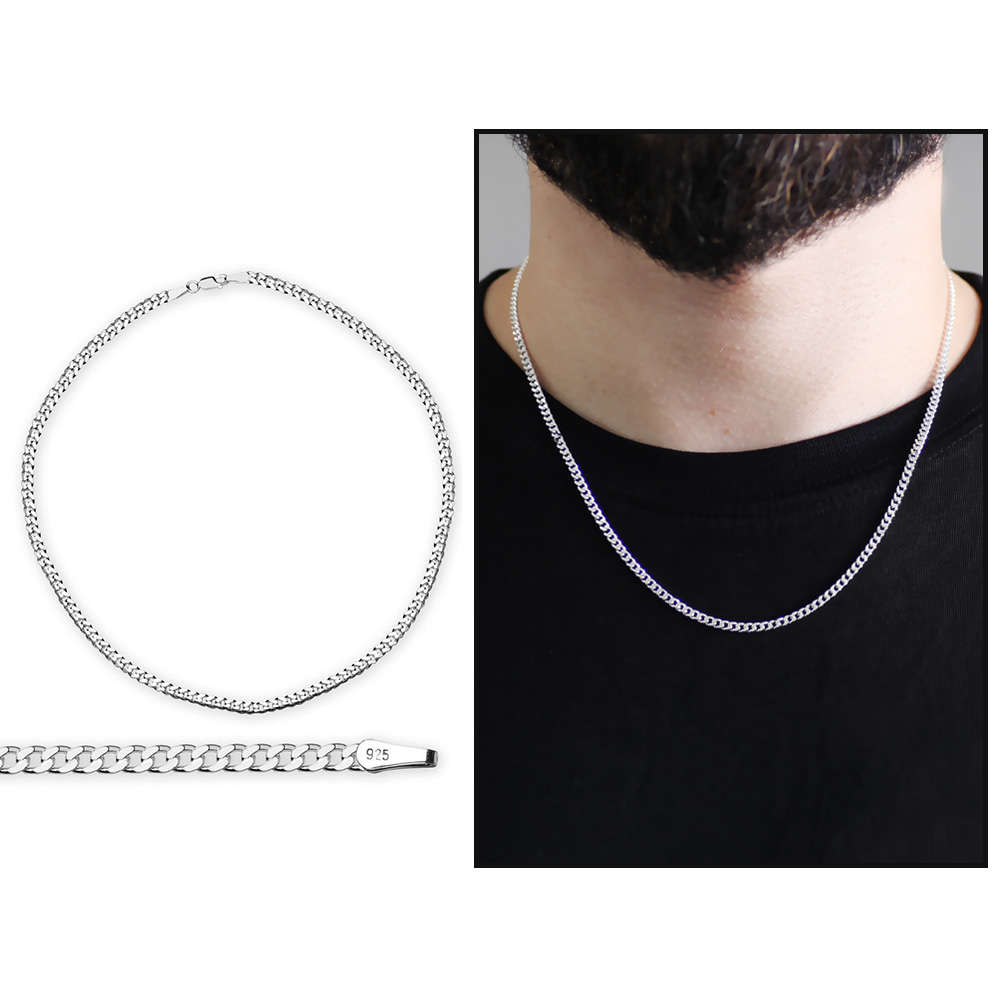 925 Ayar Gümüş 50 cm Uzunluk 120 Mikron Kalınlık Gurmet Erkek Zincir Kolye - 3