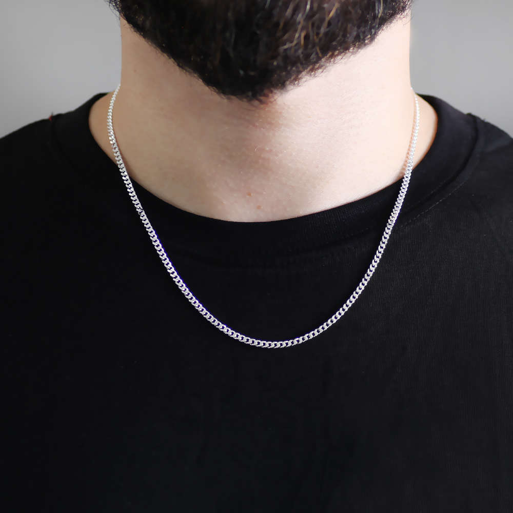 925 Ayar Gümüş 50 cm Uzunluk 120 Mikron Kalınlık Gurmet Erkek Zincir Kolye - 4