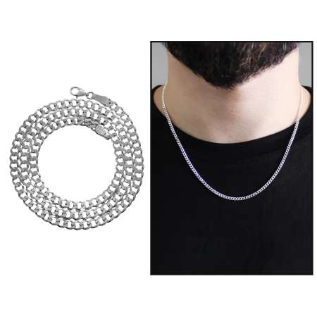 925 Ayar Gümüş 50 cm Uzunluk 120 Mikron Kalınlık Gurmet Erkek Zincir Kolye - Tesbihane