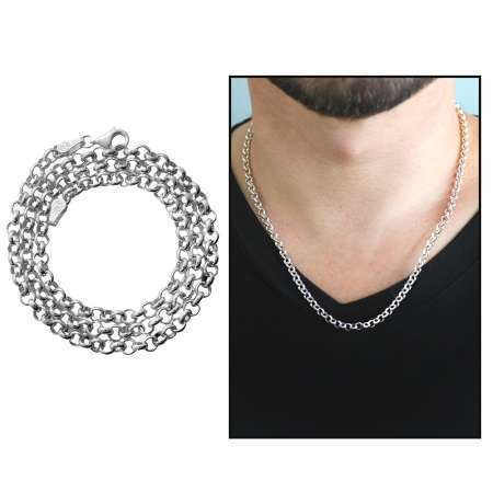 925 Ayar Gümüş 50 Cm Uzunluk 130 Mikron Kalınlık Doch Erkek Zincir Kolye - Tesbihane