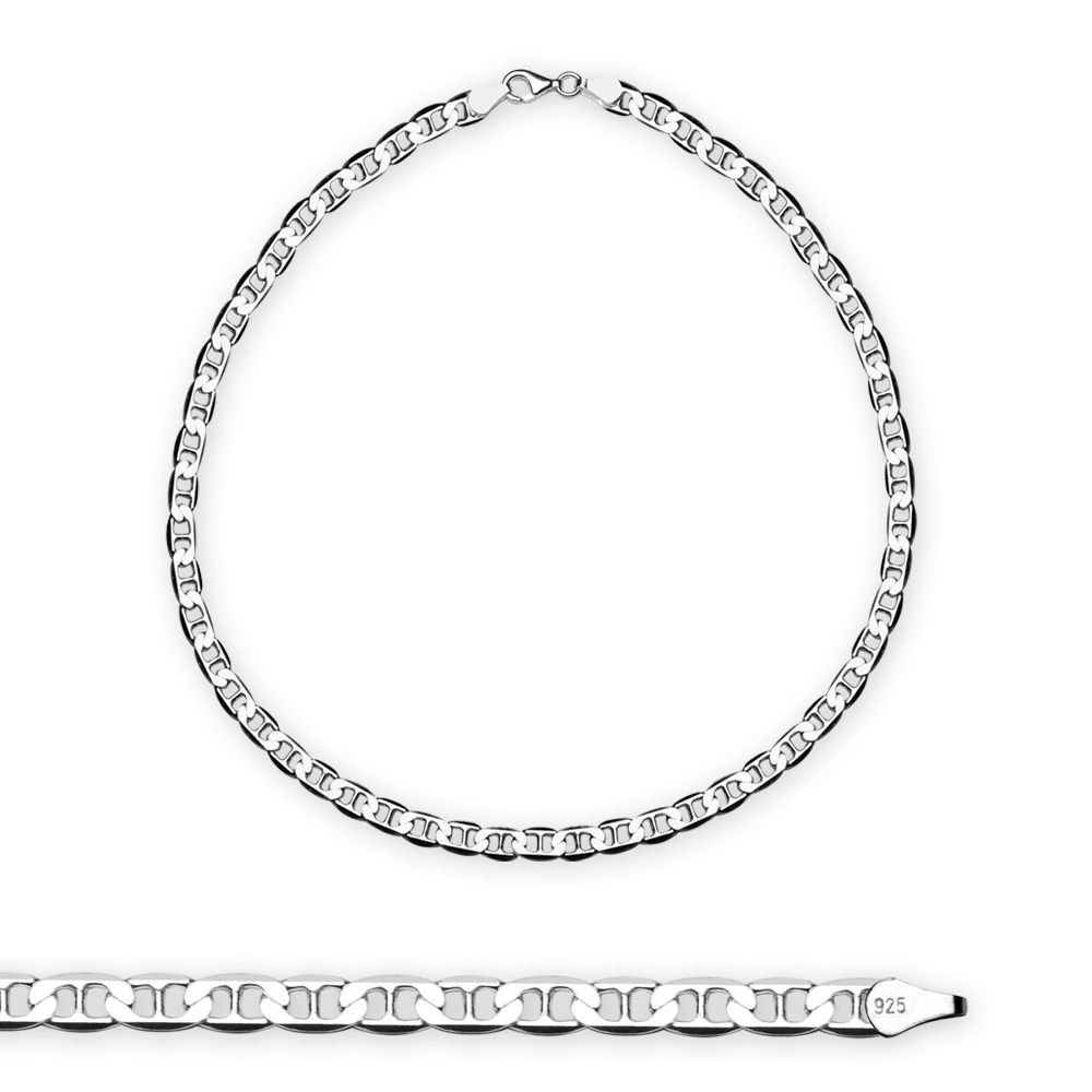 925 Ayar Gümüş 50 cm Uzunluk 80 Mikron Kalınlık Barlı Erkek Zincir Kolye - 5