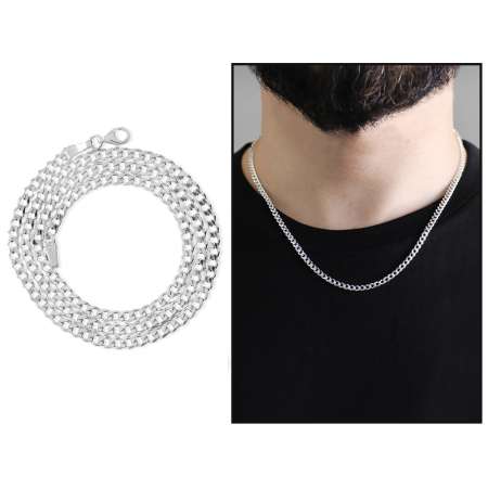 925 Ayar Gümüş 50 cm Uzunluk 80 Mikron Kalınlık Gurmet Erkek Zincir Kolye - Tesbihane