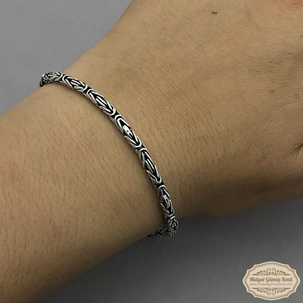 925 Ayar Gümüş 2.5 mm Erkek Kral Bileklik - 9