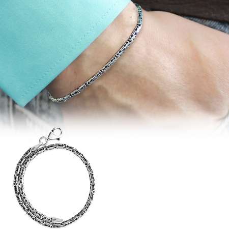 925 Ayar Gümüş 2.5 mm Erkek Kral Bileklik - Tesbihane