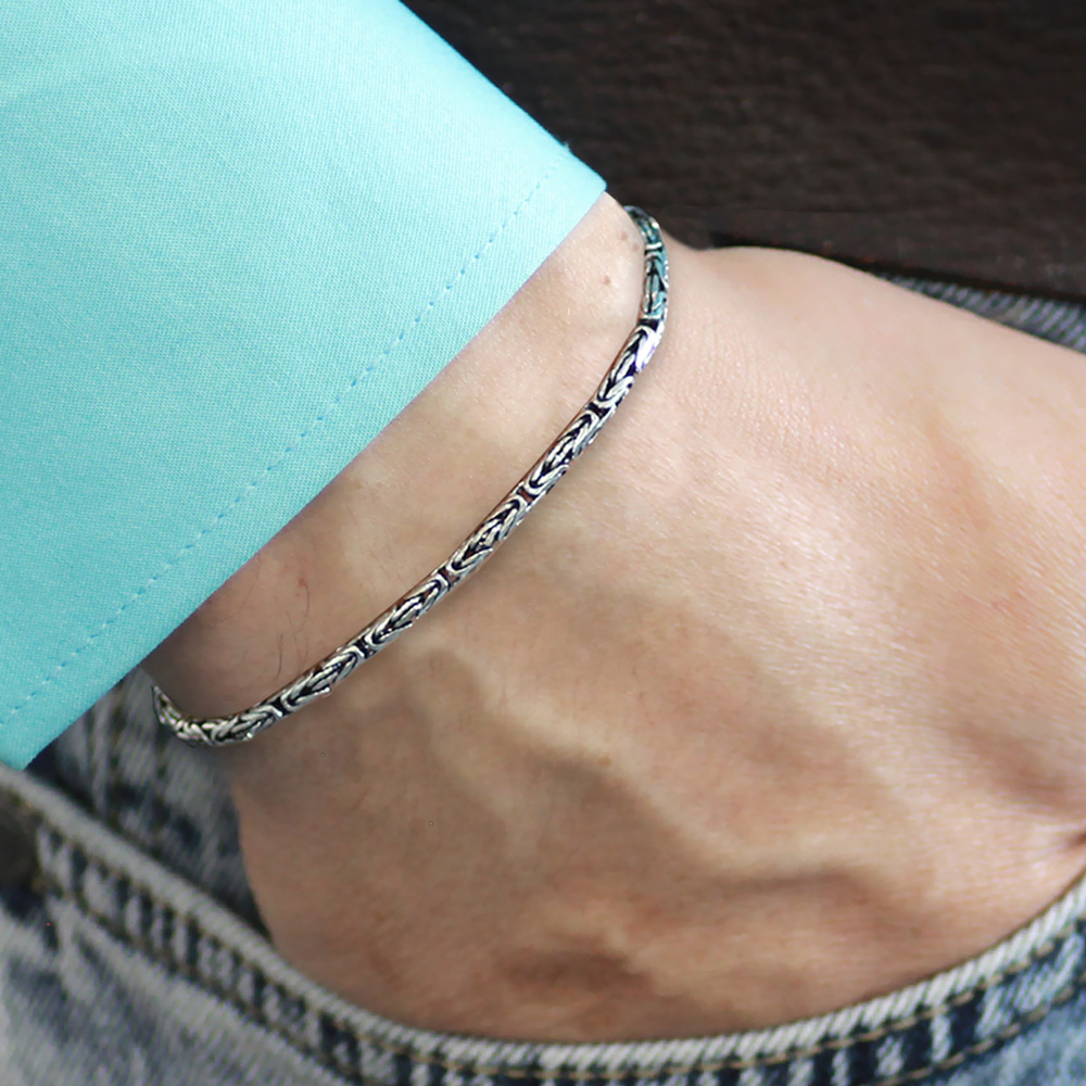 925 Ayar Gümüş 2.5 mm Erkek Kral Bileklik - 2