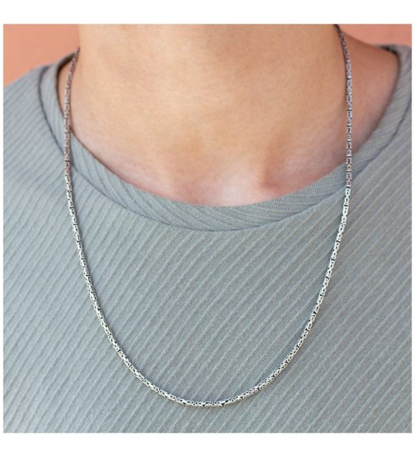 925 Ayar Gümüş 60 cm Uzunluk 2 mm Genişlik 80 Mikron Kalınlık Erkek Kral Zincir Kolye - 9