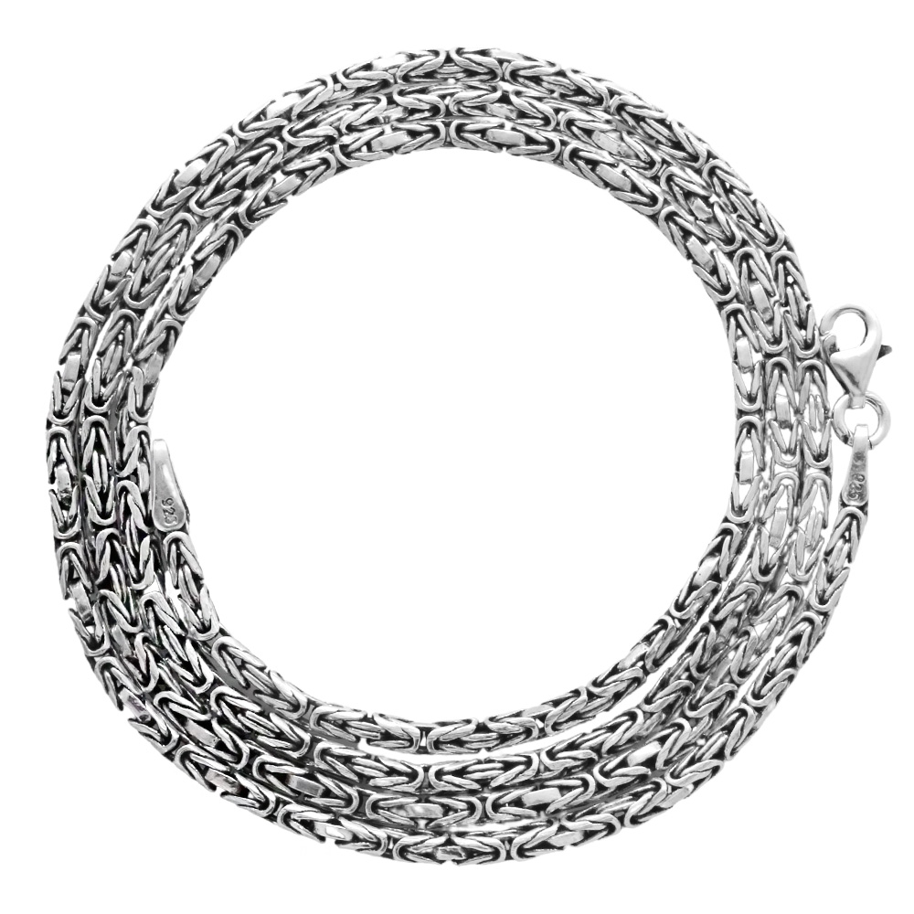 925 Ayar Gümüş 60 cm Uzunluk 2 mm Genişlik 80 Mikron Kalınlık Erkek Kral Zincir Kolye - 1