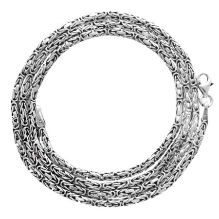 925 Ayar Gümüş 60 cm Uzunluk 2 mm Genişlik 80 Mikron Kalınlık Erkek Kral Zincir Kolye - Tesbihane