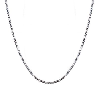 925 Ayar Gümüş 60 cm Uzunluk 3 mm Genişlik 80 Mikron Kalınlık Erkek Kral Zincir Kolye - 5