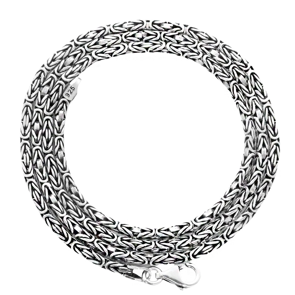 925 Ayar Gümüş 60 cm Uzunluk 3 mm Genişlik 80 Mikron Kalınlık Erkek Kral Zincir Kolye - 3