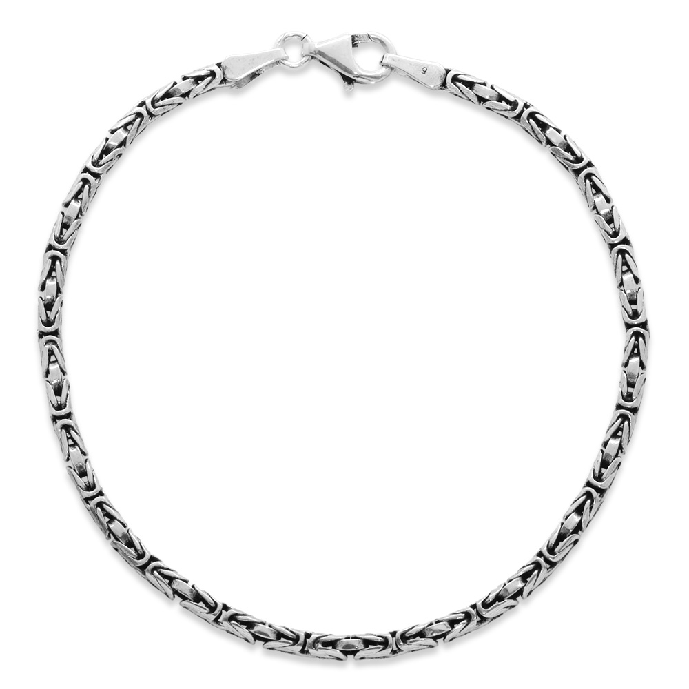 925 Ayar Gümüş 3 mm Erkek Kral Bileklik - 2