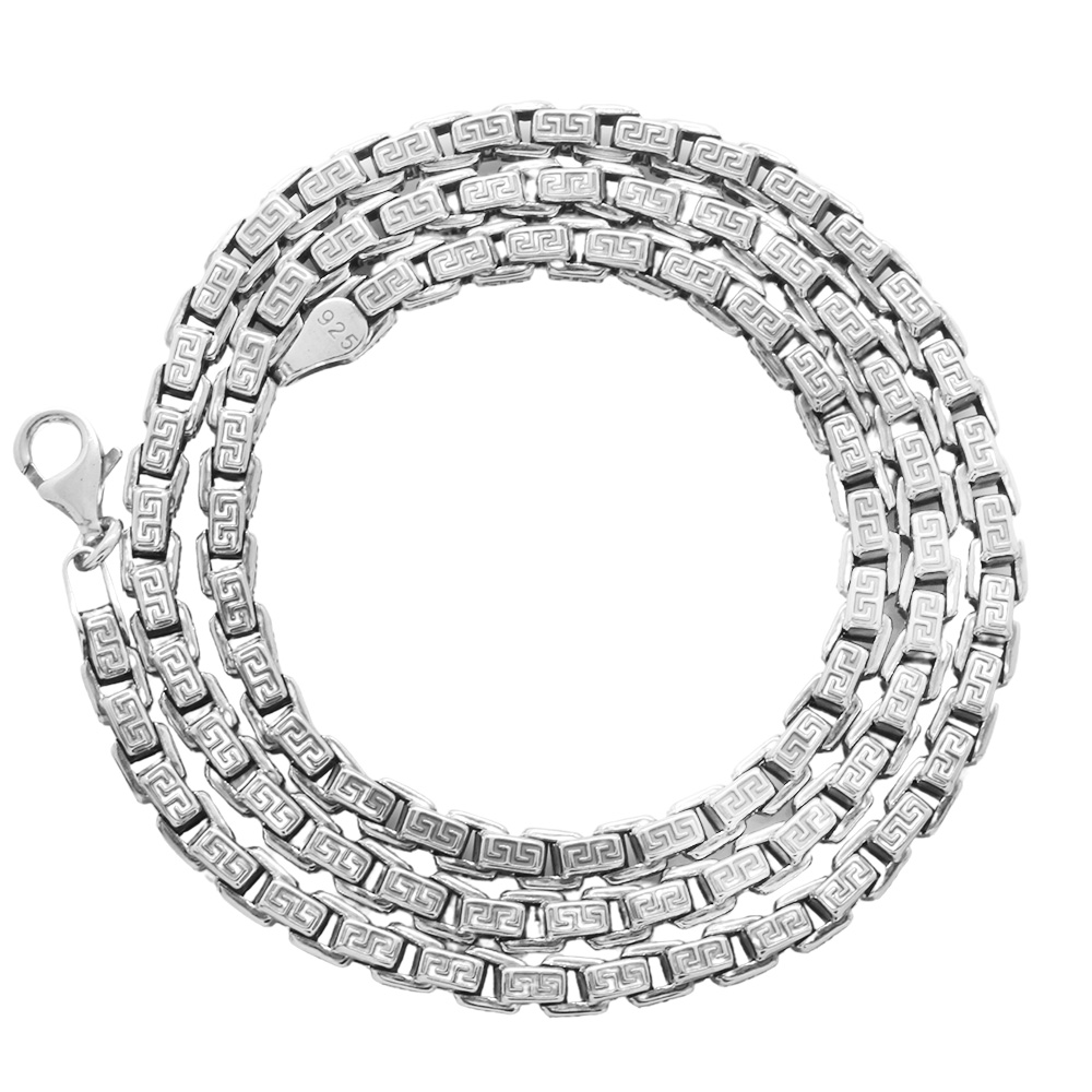 925 Ayar Gümüş 60 cm Uzunluk 4 mm Genişlik 80 Mikron Kalınlık Erkek Doch Zincir Kolye - 1