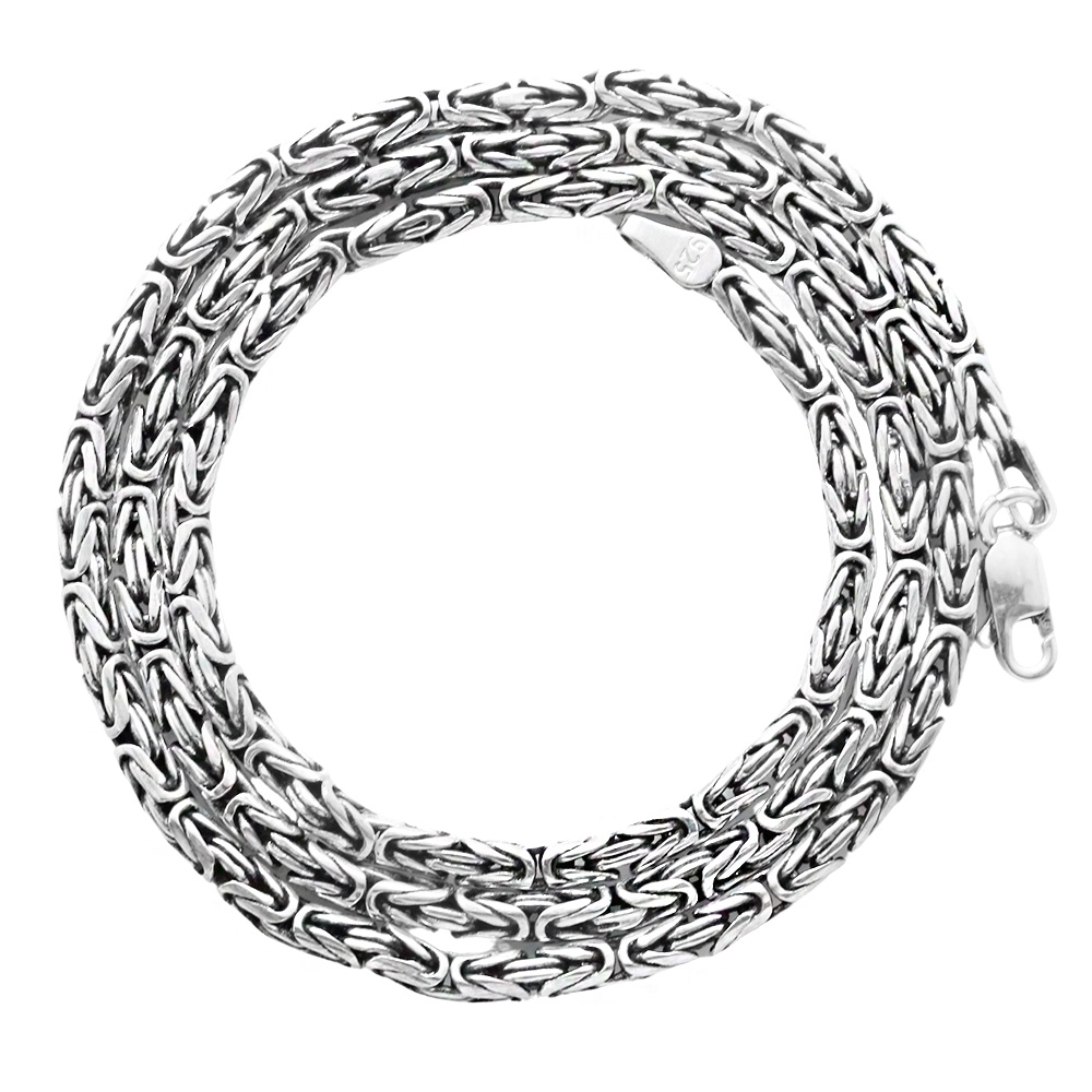 925 Ayar Gümüş 60 cm Uzunluk 4 mm Genişlik 80 Mikron Kalınlık Erkek Kral Zincir Kolye - 3