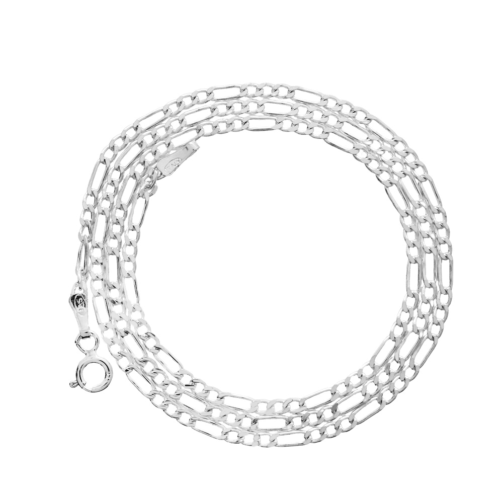 925 Ayar Gümüş 45 cm Uzunluk 60 Mikron Kalınlık Figaro Erkek Zincir Kolye - 5