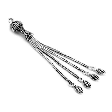 Koza Motifli 4'lü 925 Ayar Gümüş Püskül - Tesbihane